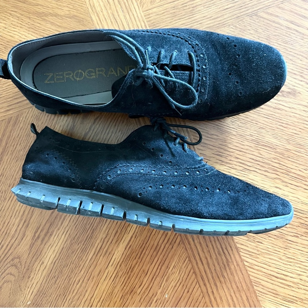 Cole Haan | Zerogrand Black Suede Wingtip Oxford Sneaker Women’s 10 - Picture 1 of 10